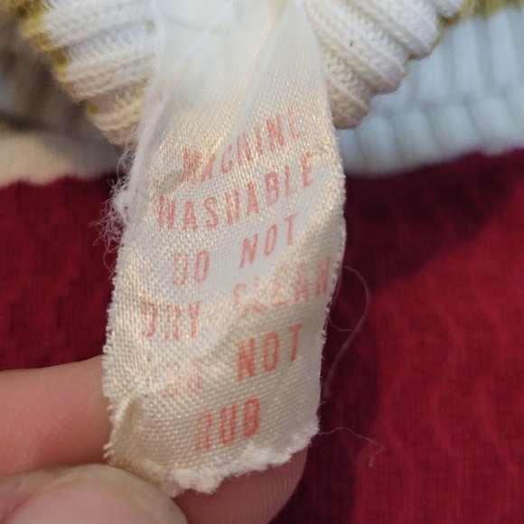 MCM Youth Striped Turtleneck Burgundy Gold Ribbed Fold Down Neck No Brand Size 6 - Picture 7 of 9